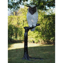 Sculpture hibou blanc sur branche en bronze thermobrass -b57490nc