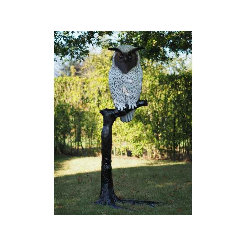 Sculpture hibou blanc sur branche en bronze thermobrass -b57490nc