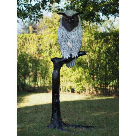 Sculpture hibou blanc sur branche en bronze thermobrass -b57490nc