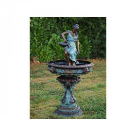Sculpture femme avec cruchon fontaine en bronze thermobrass  -b52290