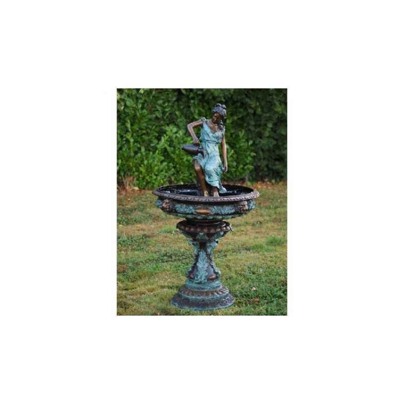 Décoration Statuette bronze personnage Sculpture femme avec cruchon fontaine en bronze  -b52290