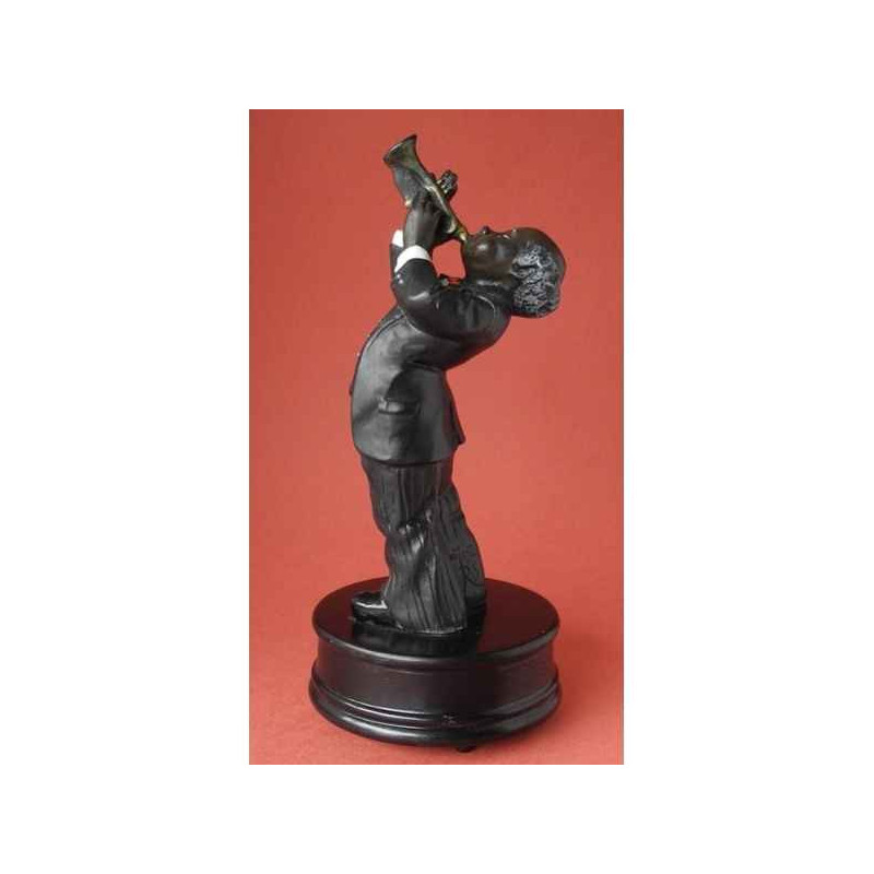 Décoration Statue résine Figurine jazz trompettiste avec boite à musique -A446769