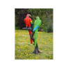 Sculpture 2 perroquets colorés sur tronc d'arbre en bronze thermobrass  -b1147 -1