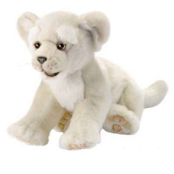 Félin Lionceau blanc couché 32cml peluche animalière -1922