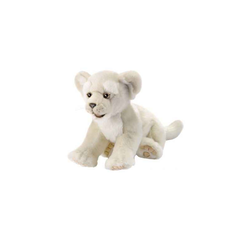Félin Lionceau blanc couché 32cml peluche animalière -1922