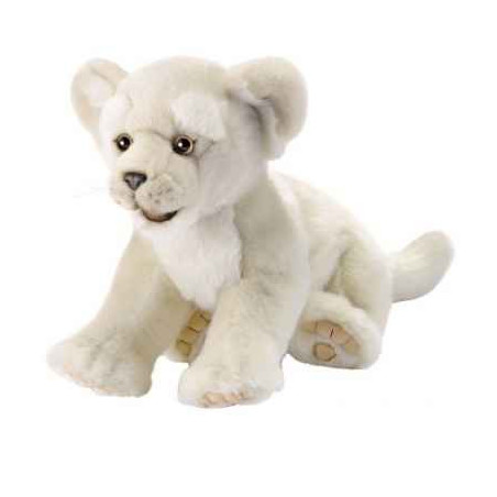 Félin Lionceau blanc couché 32cml peluche animalière -1922