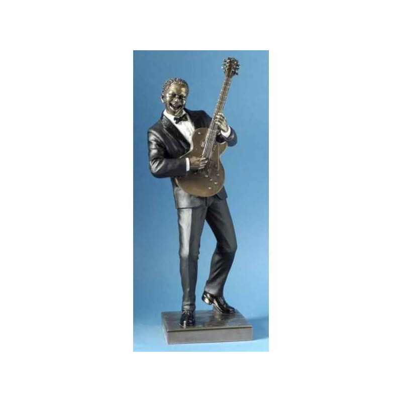 Décoration Statue résine Jazzman à la guitare veste rouge -WU76221