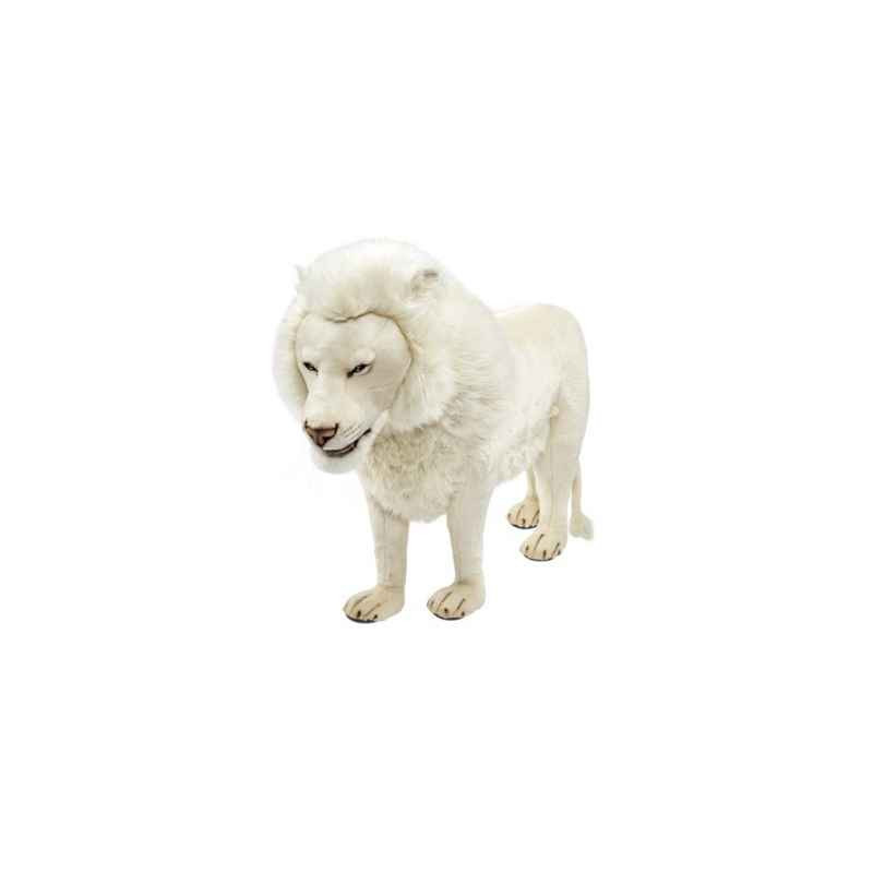 Félin Lion blanc 4 pattes 140cml peluche animalière -6371