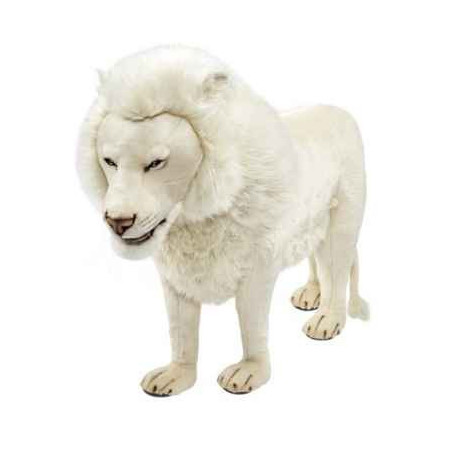 Félin Lion blanc 4 pattes 140cml peluche animalière -6371