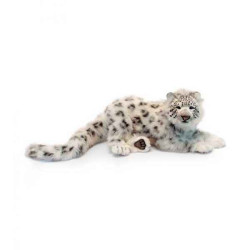 Félin Léopard des neiges couché 50cml peluche animalière -6516