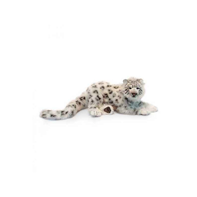 Félin Léopard des neiges couché 50cml peluche animalière -6516