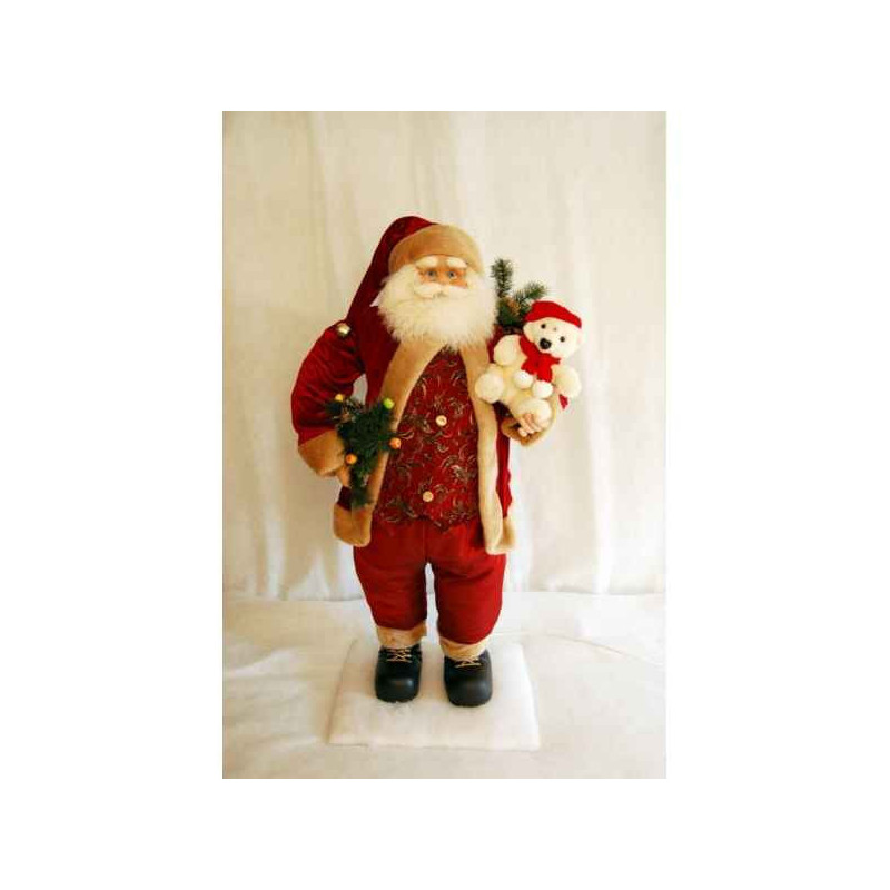 Décoration animaux Automate décors de Noël Père Noël avec ourson dans les bras -PN2A