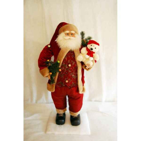 Décoration animaux Automate décors de Noël Père Noël avec ourson dans les bras -PN2A