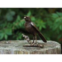 Sculpture oiseau sur branche en bronze thermobrass -ga0388br-b
