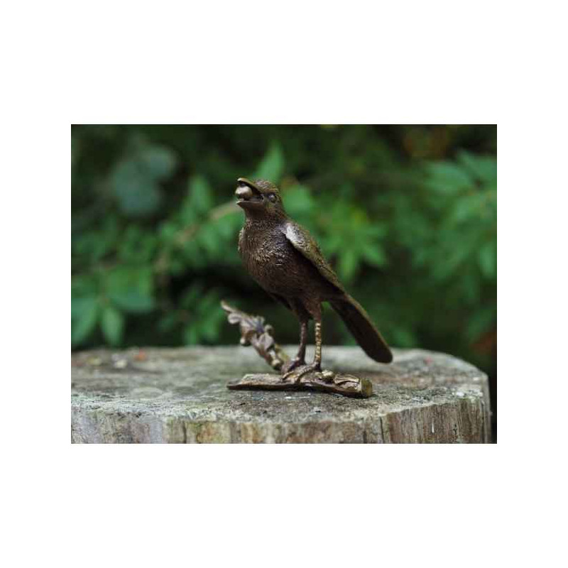 Sculpture oiseau sur branche en bronze thermobrass -ga0388br-b