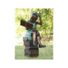 Décoration Statuette bronze personnage Sculpture fille lisant avec lunettes en bronze  -b97131