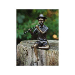 Décoration Statuette bronze personnage Sculpture joueur de flûte en bronze  -an1245br-b