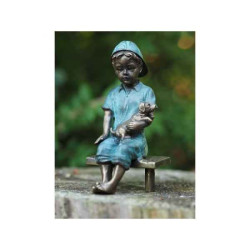 Sculpture garçon avec chien en bronze thermobrass -an2126brw-v