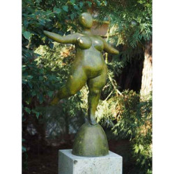 Décoration Statuette bronze personnage Sculpture grosse femme en bronze  -b91100