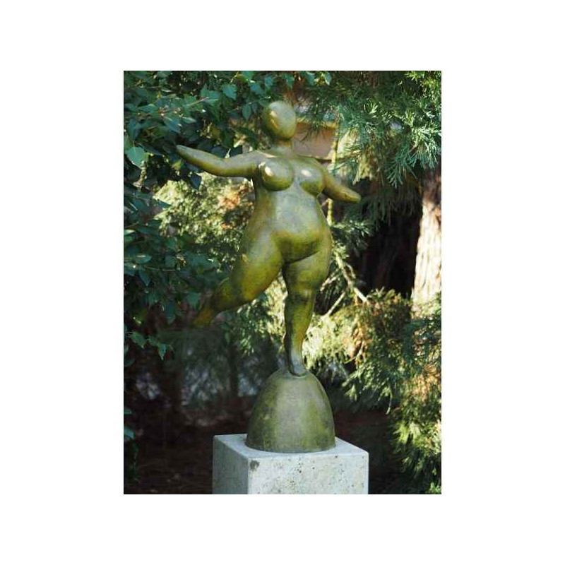 Décoration Statuette bronze personnage Sculpture grosse femme en bronze  -b91100