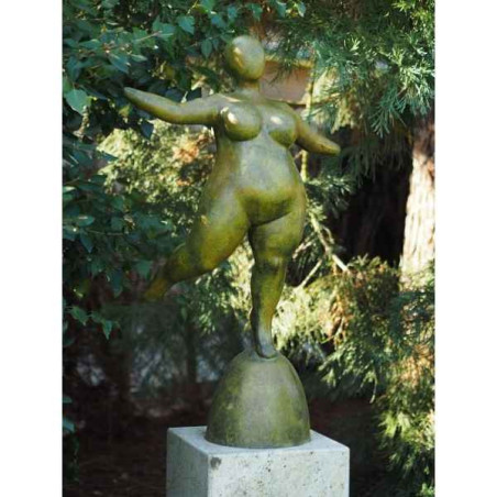 Décoration Statuette bronze personnage Sculpture grosse femme en bronze  -b91100