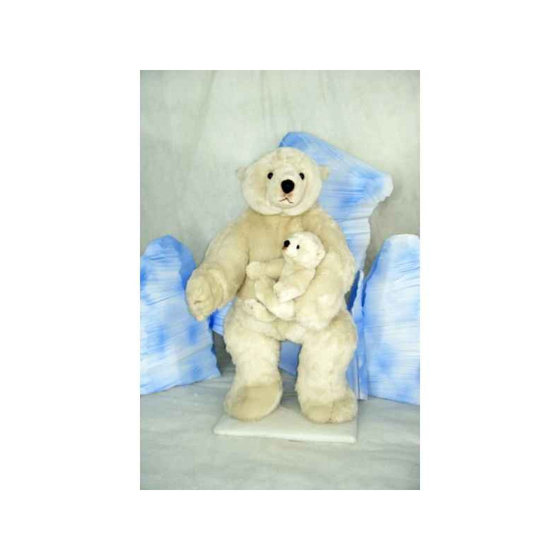 Décoration animaux Automate décors de Noël Maman Ours Polaire et son bébé ours polaire grand modèle -OU4A