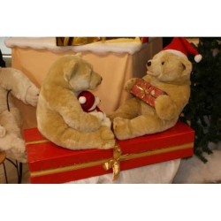 Décoration animaux Automate décors de Noël 2 Ours Polaire sur paquet cadeau grand modèle -OU2A