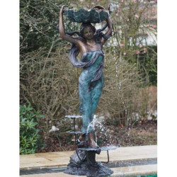 Décoration Statuette bronze personnage Femme avec coquille fontaine bronze -B84059