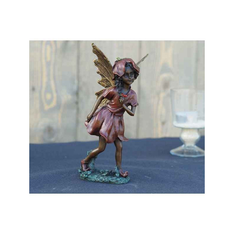 Décoration Statuette bronze personnage Elfe avec fleur bronze -AN1224BR-C