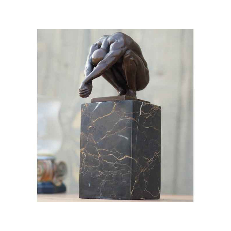 Décoration Statuette bronze personnage Plongeur sur socle en marbre bronze -AN1223BR-B