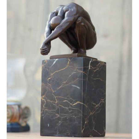 Décoration Statuette bronze personnage Plongeur sur socle en marbre bronze -AN1223BR-B