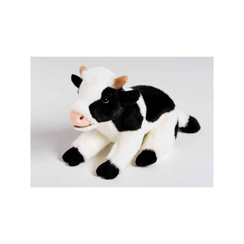 Animaux de la ferme Vache noire & blanche 26cml peluche animalière -1732