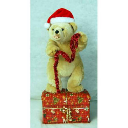 Décoration animaux Automate décors de Noël Ours debout avec bonnet rouge -OU5A