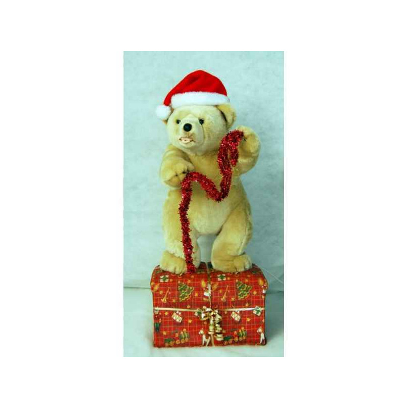 Décoration animaux Automate décors de Noël Ours debout avec bonnet rouge -OU5A