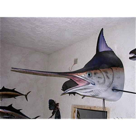 Animaux-Bois-Animaux-Bronzes propose Trophée poisson des mers tropicales  Marlin noir tête -TR064