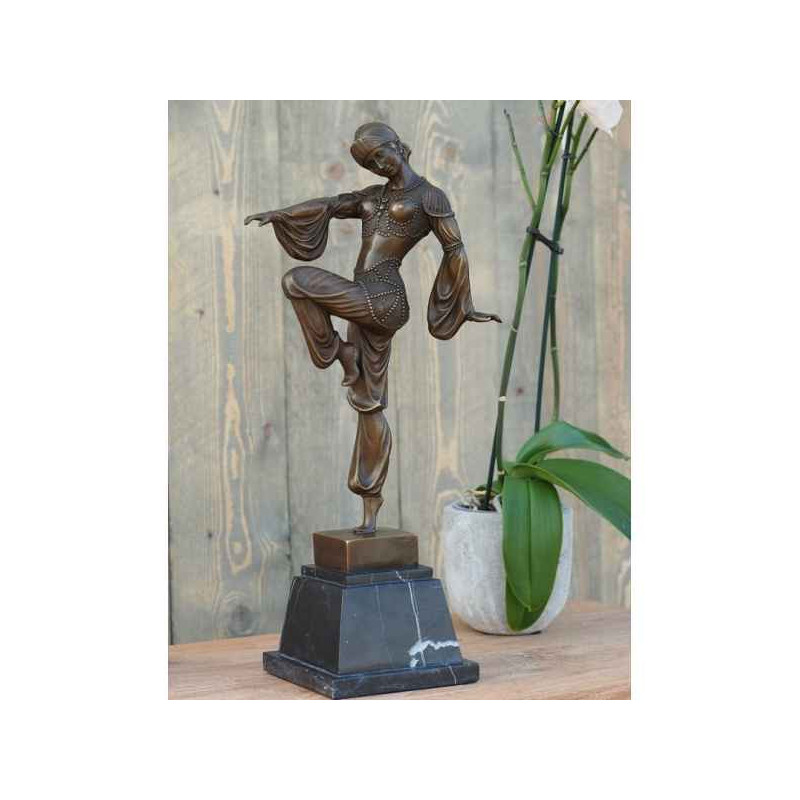 Décoration Statuette bronze personnage Danseuse art deco 50 cm bronze -AN1205BR-B