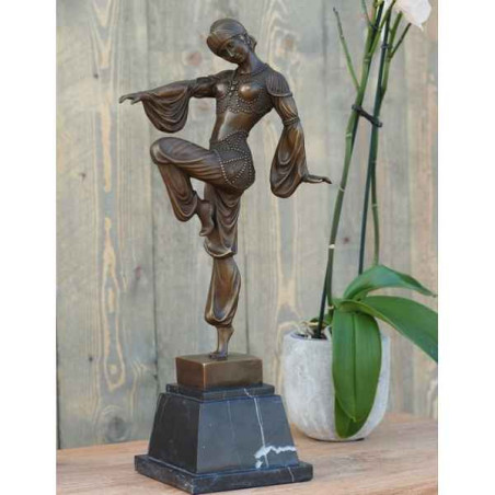 Décoration Statuette bronze personnage Danseuse art deco 50 cm bronze -AN1205BR-B