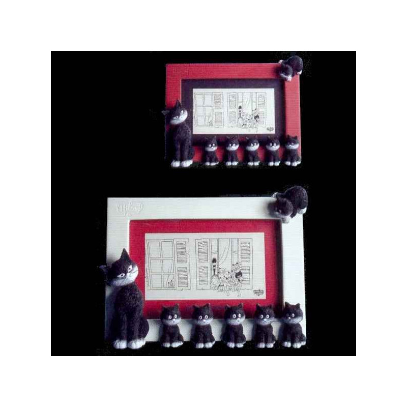 Animaux-Bois-Animaux-Bronzes.com propose Chat Cadre Photo Dubout rouge -DUB40