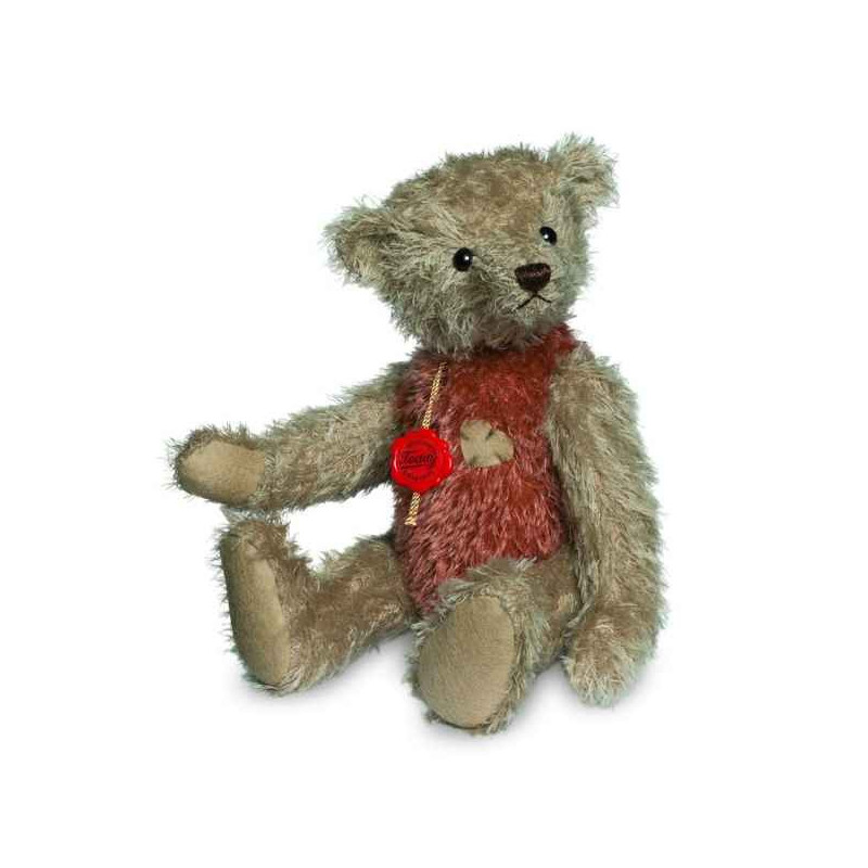 Animaux-Bois-Animaux-Bronzes propose Ours teddy bear vintage beige-rouge 30 cm Hermann -16628 3