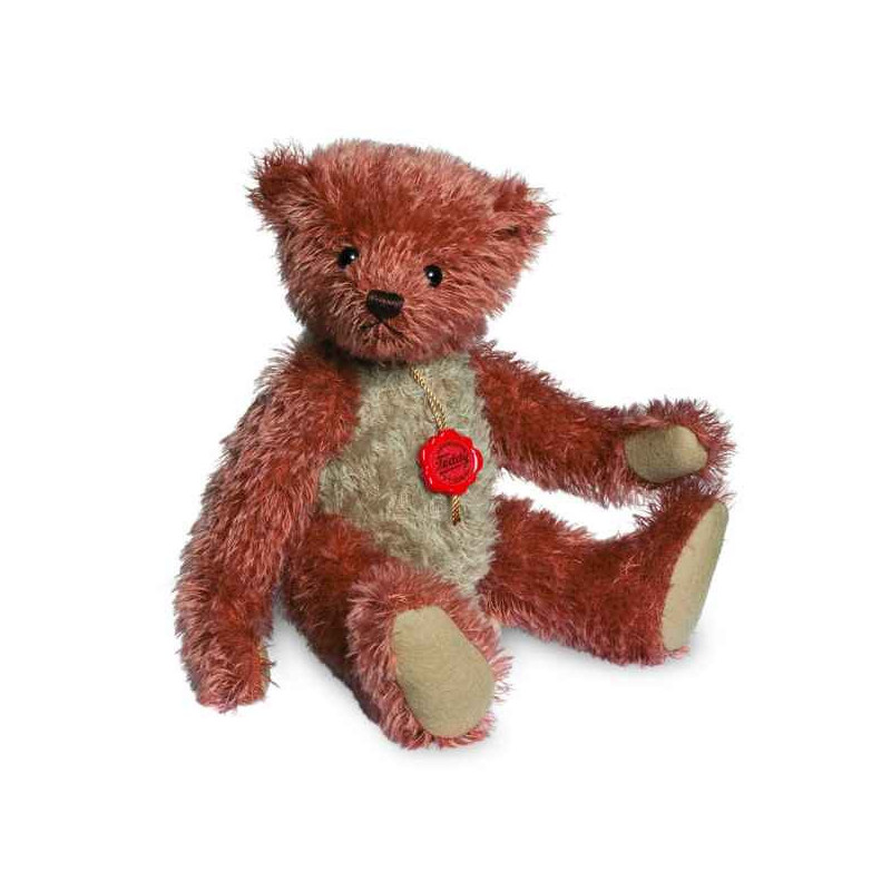 Animaux-Bois-Animaux-Bronzes propose Ours teddy bear vintage rouge-beige 30 cm Hermann -16629 0