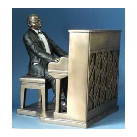 Décoration Statue résine Musicien  jazz piano veste rouge -WU76547