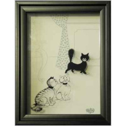 Animaux-Bois-Animaux-Bronzes.com propose Chat Cadre d'ombre mignonette Dubout -DUB206