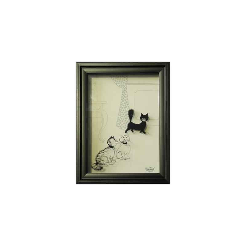 Animaux-Bois-Animaux-Bronzes.com propose Chat Cadre d'ombre mignonette Dubout -DUB206