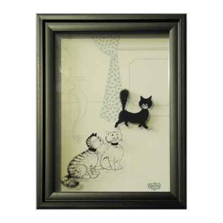 Animaux-Bois-Animaux-Bronzes.com propose Chat Cadre d'ombre mignonette Dubout -DUB206