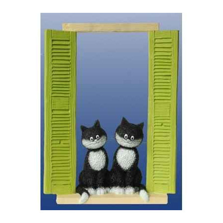 Animaux-Bois-Animaux-Bronzes.com propose Statuette Chat les curieuses Dubout -DUB70
