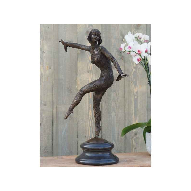 Décoration Statuette bronze personnage Danseuse art deco 66 cm bronze -AN1208BR-B