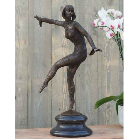 Décoration Statuette bronze personnage Danseuse art deco 66 cm bronze -AN1208BR-B