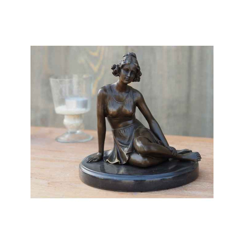 Décoration Statuette bronze personnage Femme assise bronze -AN1218BR-B