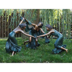 Décoration Statuette bronze personnage 3 femmes dansant bronze -B825