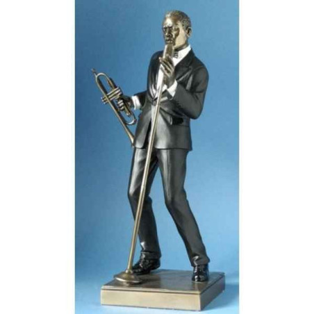 Décoration Statue résine Chanteur de Jazz avec trompette veste rouge -WU76546